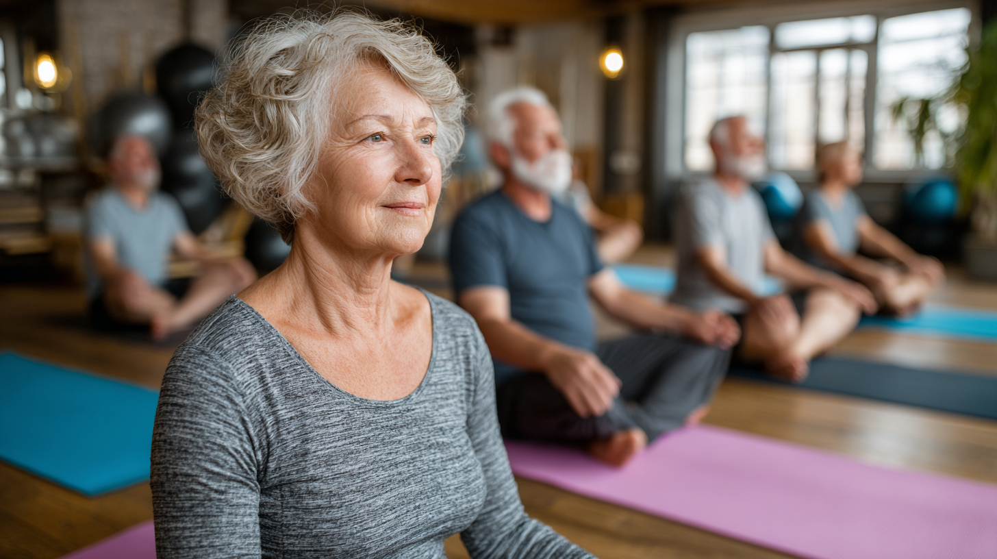 Група старших людей під час фітнес заняття